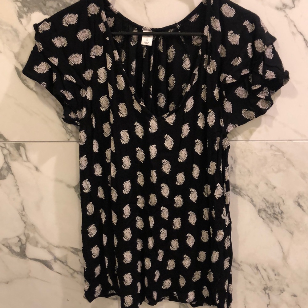 Black flutter sleeve top